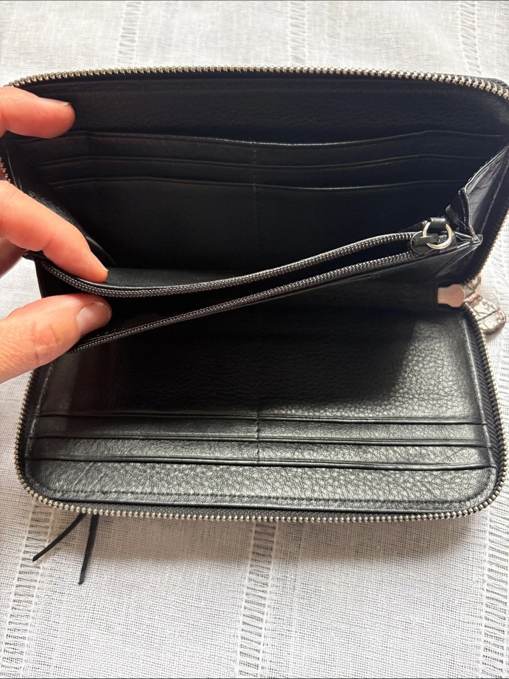 Brighton Dark Brown Patent Leather  Zip-Around Wristlet Wallet